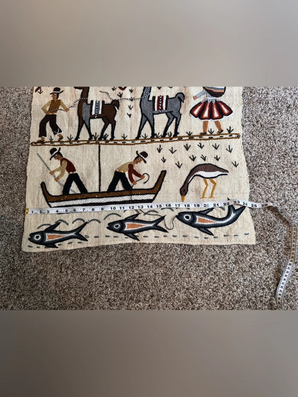 Handmade Ivory And Earth-Tone Peruvian Wall Hanging